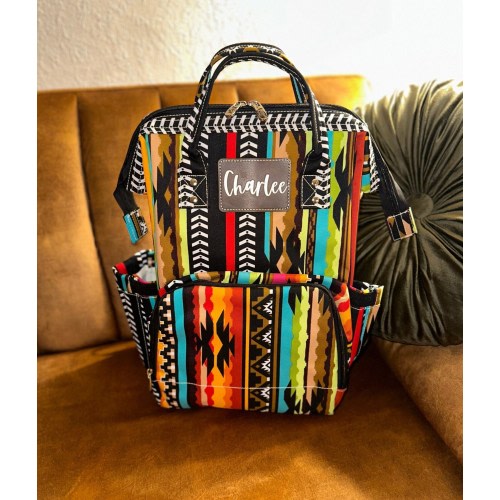 Western Diaper Bag, Personalized Diaper Bag, Aztec Backpack, Southwestern Diaper Bag, Personalized Gift, Cowboy Baby, Cowgirl, Tribal Bag