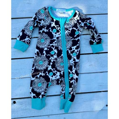 Cowprint concho baby sleeper