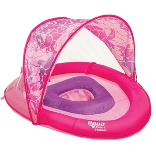 Aqua SwimSchool Grow-with-Me BabyBoat Pool Float for Infants 6-24 Months, Pink Turtle