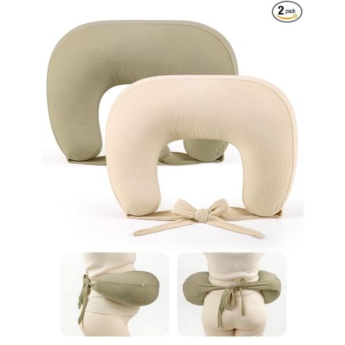 lulumoon Muslin Nursing Pillow Covers - 2-Pack Soft Cotton Slipcovers for Breastfeeding & Bottle-Feeding - Extension Strap for Snug Fit & No Sliding - Hidden Zipper Safety for Newborn Baby
