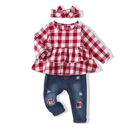 Renotemy Baby Girl Clothes Toddler Girl Clothes Outfits Infant Clothing Jeans Pants Set Cute Clothes Set for Girls