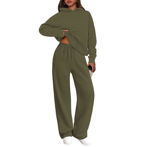 PRETTYGARDEN Women's 2 Piece Outfits Fall Sweatsuits Oversized Hoodies Wide Leg Sweatpants Tracksuits Lounge Matching Sets