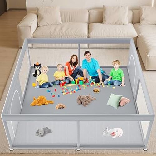 Extra Large Baby Playpen 79×79 Inch, Playpen with 2 Zipper Door for Babies and Toddlers, Play Pen Pin Indoor Outdoor Baby Play Fence