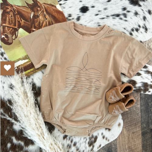 Boot Stitch Tee Onesie(little kid)(cognac)