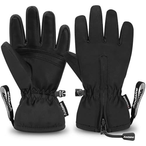 Andake Waterproof &Breathable Kids Snow Gloves, Toddler Winter Warm Ski Gloves for 2-14Y Boys Girls