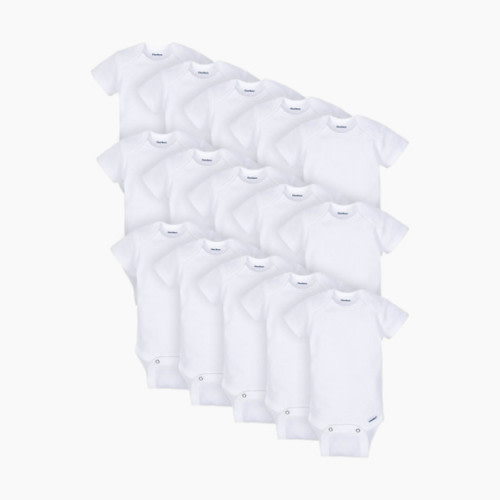 Short Sleeve Solid Onesies Bodysuits (5 Pack) - White