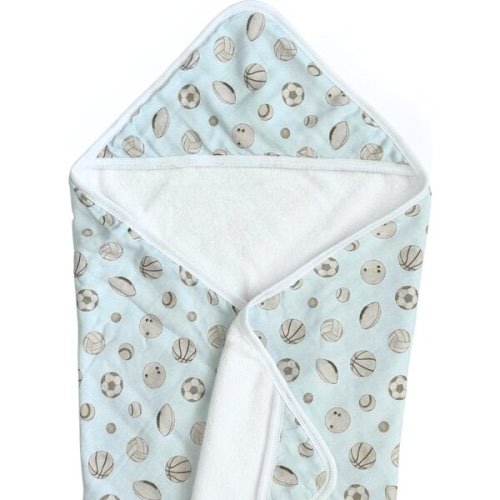 Hooded Towel in Baby Ballers - Dear Perli | Maisonette