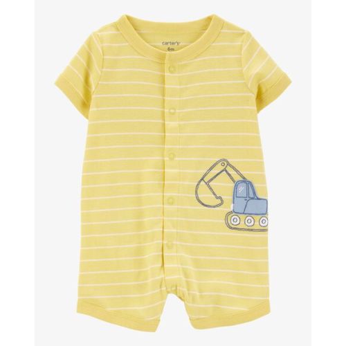 Baby Construction Striped Cotton Short-Sleeve Romper - Yellow - Carter's | Carter's