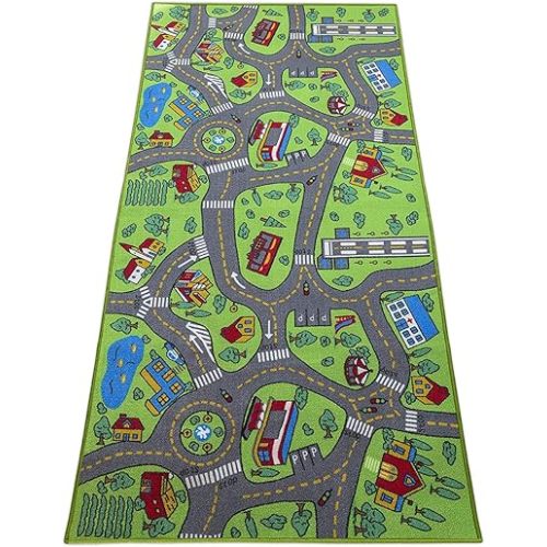 Kids Rug Carpet Playmat City Life Learn Have Fun Safe, Children's Educational, Road Traffic System, Multi Color Activity Centerpiece Play Mat! for Playing with Cars for Bedroom Playroom