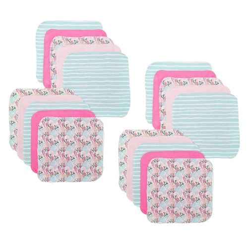 Spasilk Washcloth Wipes Set for Newborn Boys and Girls, Soft Terry Washcloth Set, Pack of 20, Pink Coral