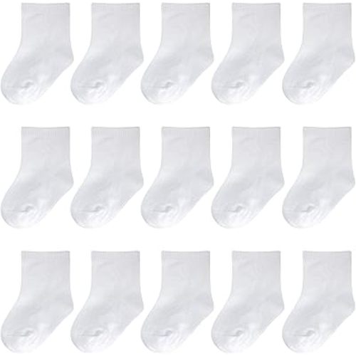 Baby Socks Newborn White Crew Socks Infant Dress Socks Baptism Christening Baby Girls Boys 0-3/3-6/6-12 months 15 Pack