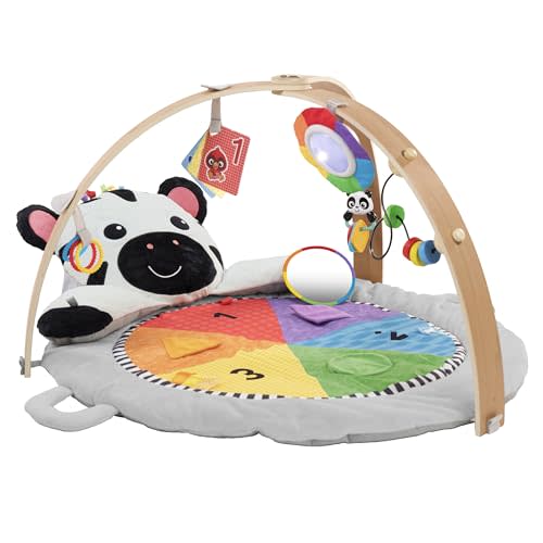 Baby Einstein Zen's Activity Milestones Plush Gym with Wooden Bar, for Infant to Toddler, 0-12 Months, Machine Washable
