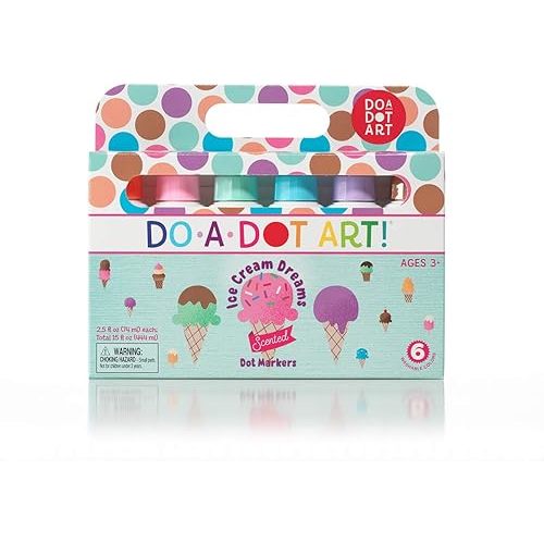 Ice Cream Scented Washable Dot Markers for Kids and Toddlers Set of 6 Pack by Do A Dot Art, The Original Dot Marker, Made in the USA