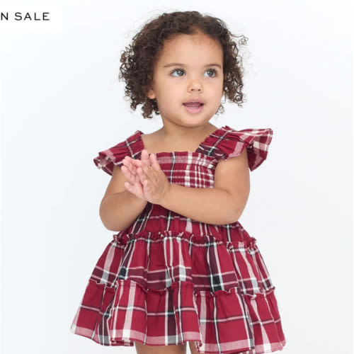 The Baby Ellie Nap Dress - Crimson Tartan - Hill House Home