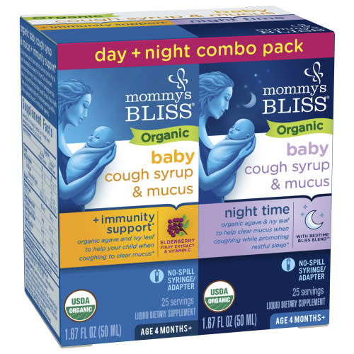 Mommy's Bliss Organic Day + Night Organic Cough Syrup, Age 4 Months+, (2) 1.67 fl. oz. Bottles, Dietary Supplement
