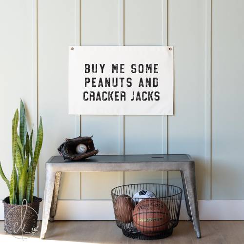 Buy Me Some Peanuts and Cracker Jacks Sign | Vintage Sports Decor | Baseball Wall Art | Kids Room Baseball Decor | 49