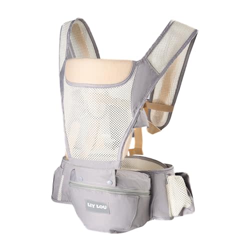 Baby Carrier Adjustable Newborn to Toddler 6-in-1 Detachable Hip Seat Carrier with Breathable & Wider Support, Baby Gear Pockets, Ergonomic Design for Dad - Infant Carrier 25-60 lbs
