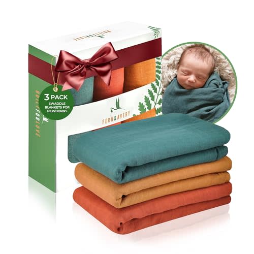 Fern & Avery Baby Swaddle Blankets - Receiving Blankets for Boys & Girls - Lightweight Breathable Gender Neutral Baby Gift - Forest 3-Pack
