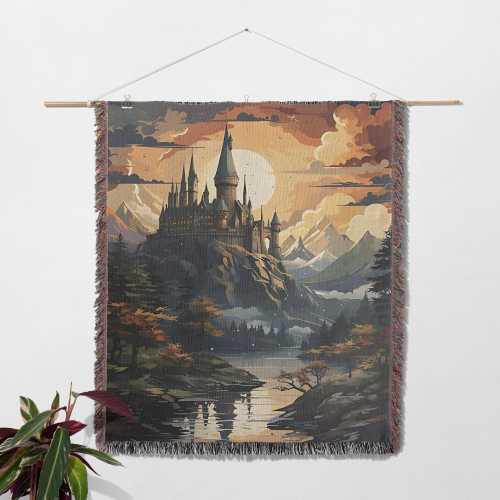 HP Throw Blanket, Whimsical Wizard Castle Design, Ideal Magical World Decor for Potterheads, Great Birthday Gift for Book Nerds