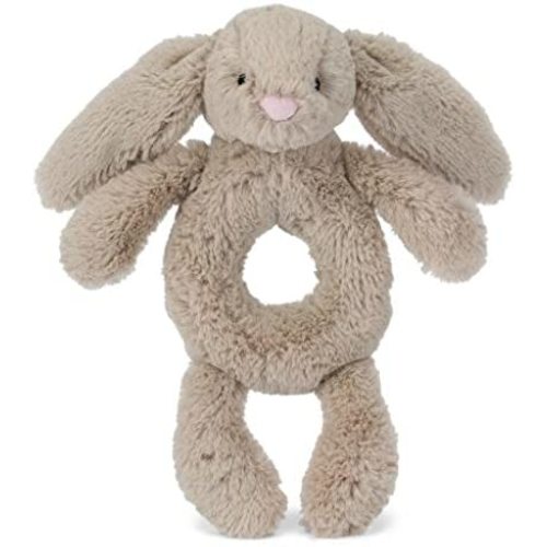 Jellycat Bashful Beige Bunny Soft Plush Baby Toy Ring Rattle