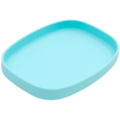 Bumkins Toddler and Baby Suction Plate, Silicone Grip Dish Large Tray for Big Kids, Fits Most Highchairs, Essential Children Feeding Supplies, Non Skid Sticky Bottom, Platinum Silicone, Blue - C8 Blue-GT - No Section