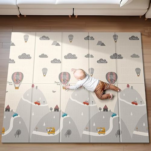UANLAUO Baby Play Mat, 71 x59 Inches Foldable Play Mat for Floor, Reversible Play Mat for Infants, Toddlers, Kids, Play and Tummy Time, Anti-Slip Baby Crawling Mat for Indoor and Outdoor