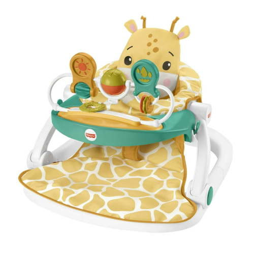 Fisher-Price Portable Baby Chair with Snack Tray and Toy Bar, Premium Sit-Me-Up Seat, Giraffe