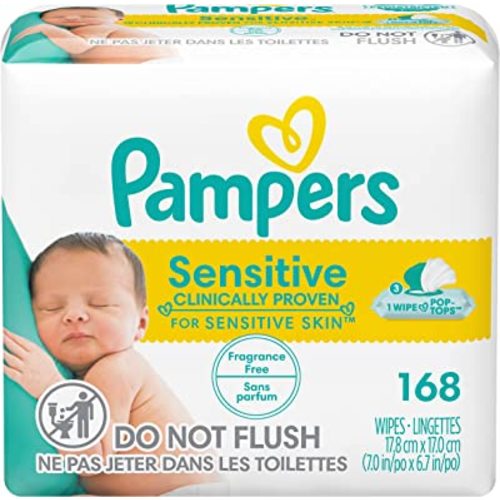 Pampers Baby Wipes Sensitive 3X Pop-Top Packs, 168 Count