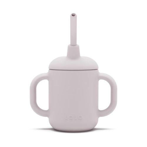 Lalo Little Cup, Non-Toxic Silicone Straw Cup with Handles - Baby and Toddler Sippy Cup - Mini Cup and Straw Training System, 4oz, Lavender