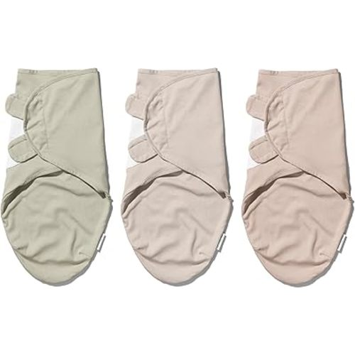 Cotton Swaddle Wrap, 100% Knitted Organic Cotton, Easy Adjustable Newborn Velcro Swaddle for Boys & Girls, Improves Sleep & Calms Startle Response, 0-3 Months, Pack of 3 (Nordic Edition 1)