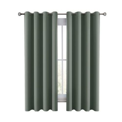 Set Of 2 Blackout Curtains For Windows Room Darkening & Noise Reducing Solid Curtains - 42x63 Inch (sage)