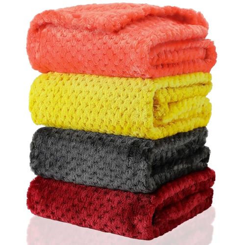 Frienda 4 Pcs Baby Fuzzy Blanket Fluffy Baby Blanket for Boys Girls Soft Warm Infant Newborn Toddler Receiving Nursery Bed Supplies, 32 x 24 Inch(Bright Color)