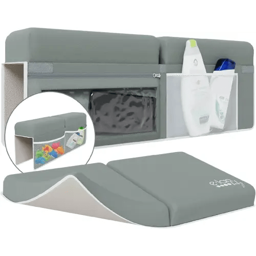 Comfortable Baby Bath Kneeler and Elbow Rest Pad Set - Kneeling Pad Bath Mat with 4 Toy Organizer Pockets,Non-Slip Baby Bathtub Mat, Waterproof and Easy to Clean