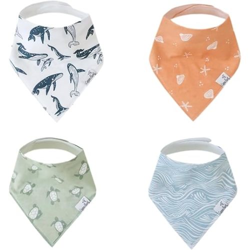Copper Pearl Baby Bandana Bibs - 4 Pack Soft Cotton Bibs for Drooling & Teething, Absorbent, Adjustable Fit, Many Styles