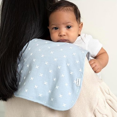 Gerber Baby Unisex Burp Cloths 5-Pack, Blue Gold, Size 10.5" x 21"