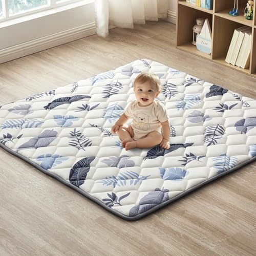 QUAFRET Baby Play Mat, Non-Slip Baby Mat for Floor, Soft Thicker Playpen Mat, Portable Playmat, Crawling Mat for Babies, Toddlers & Infants to Play and Learn（50"x50"）