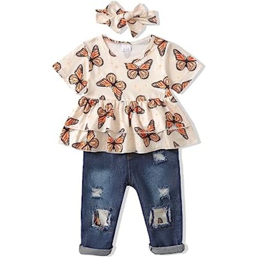 Renotemy Baby Girl Clothes Toddler Girl Clothes Outfits Infant Clothing Floral Pants Set Cute Clothes Set for Girls