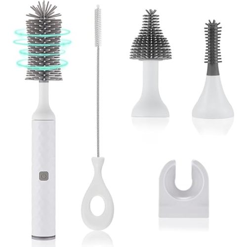 Electric Cleaning Brush Set 4 Piece Multi-Purpose Cleaner Brushes,360° high-Speed Rotation Cleaning,1500mAh,Waterproof IPX65,Perfect Household Cleaning Brushes(White)