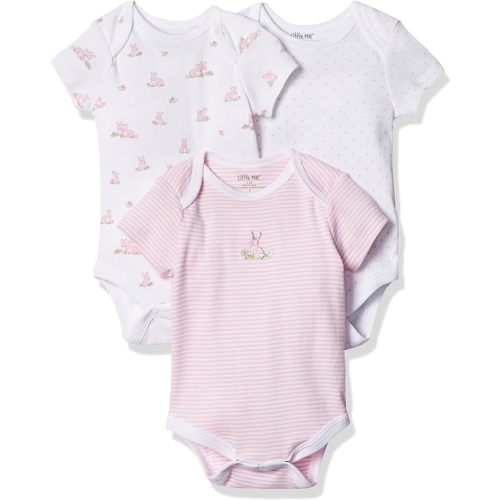 Little Me Baby Girls' 3-Pack 100% Cotton Scratch Free Tag Bodysuits