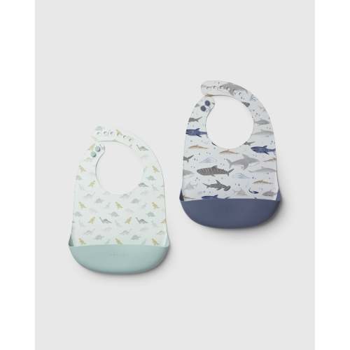 Silicone Bibs set - Smiley Sharks / Dino Friends