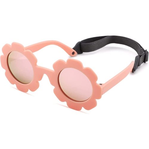 Hycredi Flexible Bendable Flower Baby Polarized Sunglasses with Strap for Newborn Infant Girls Age 0-24 Months