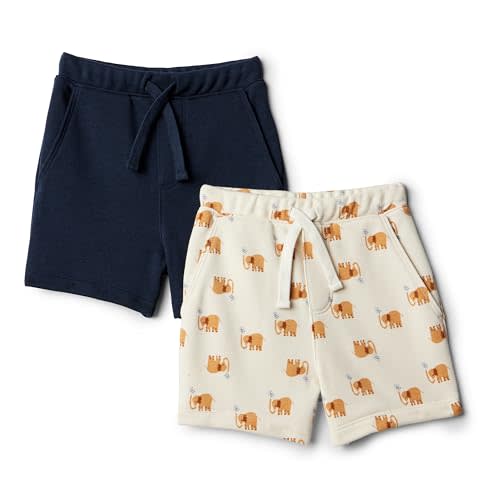 Amazon Essentials x Sofia Grainge Toddlers and Baby Boys' Pull On Knit Shorts, Pack of 2