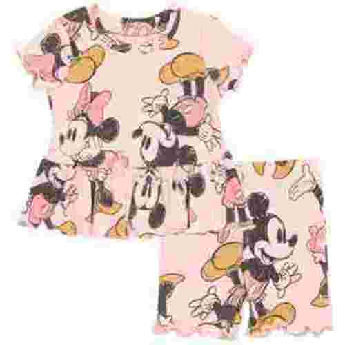 Disney Mickey Mouse Minnie Mouse Peplum T-Shirt and Bike Shorts Outfit Set Infant to Toddler
