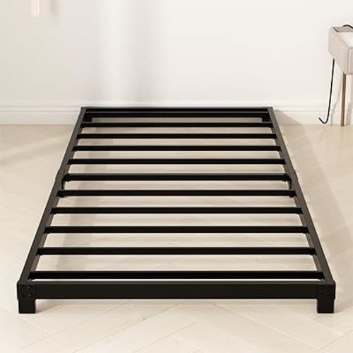 YUSENHEEI 4 Inch Twin Bed Frames, Heavy Duty Metal Platform Low Bed Frame Twin, No Box Spring Needed, Noise Free, Easy Assembly, Black