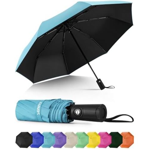 Seniny Windproof Travel Umbrella, Automatic Umbrellas for Rain, Portable & Compact Umbrellas for Backpack, Strong UV for Protection, Folding Small Sun Umbrella for Car, Walking