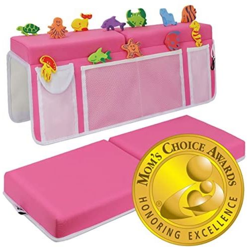 Supa Ant Toddler Baby Bath Kneeler and Elbow Rest Pad Set, Built-In 5 Pockets Organizer, Pink