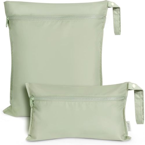 haakaa Waterproof Wet Bags for Baby Wet Dry Bags for Cloth Diaper, Swimsuit & Travel, 2pcs, Grass