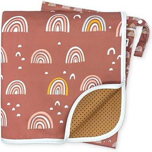 51" Heavy Duty Baby Splat Mat for Under High Chair | Includes Wet Bag | Premium Washable Toddler Mat | Baby Led Weaning | High Chair Mat for Floor | Craft Mat | Splash Mat (Rainbow)