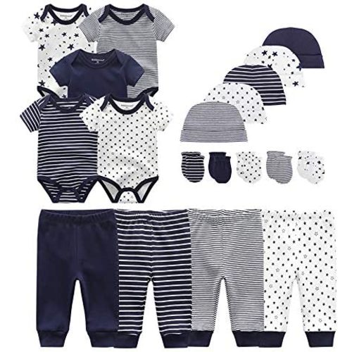 Kiddiezoom Unisex Baby Layette Essentials Giftset Clothing Set 19-Piece For Newborn Baby