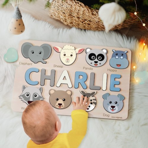 Custom Handmade Name Puzzle With Animals Personalized - Etsy